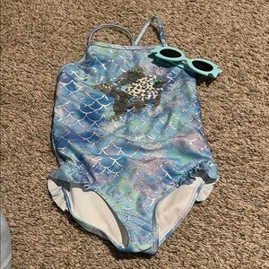 btween Blue and Silver Kids Swim One Piece